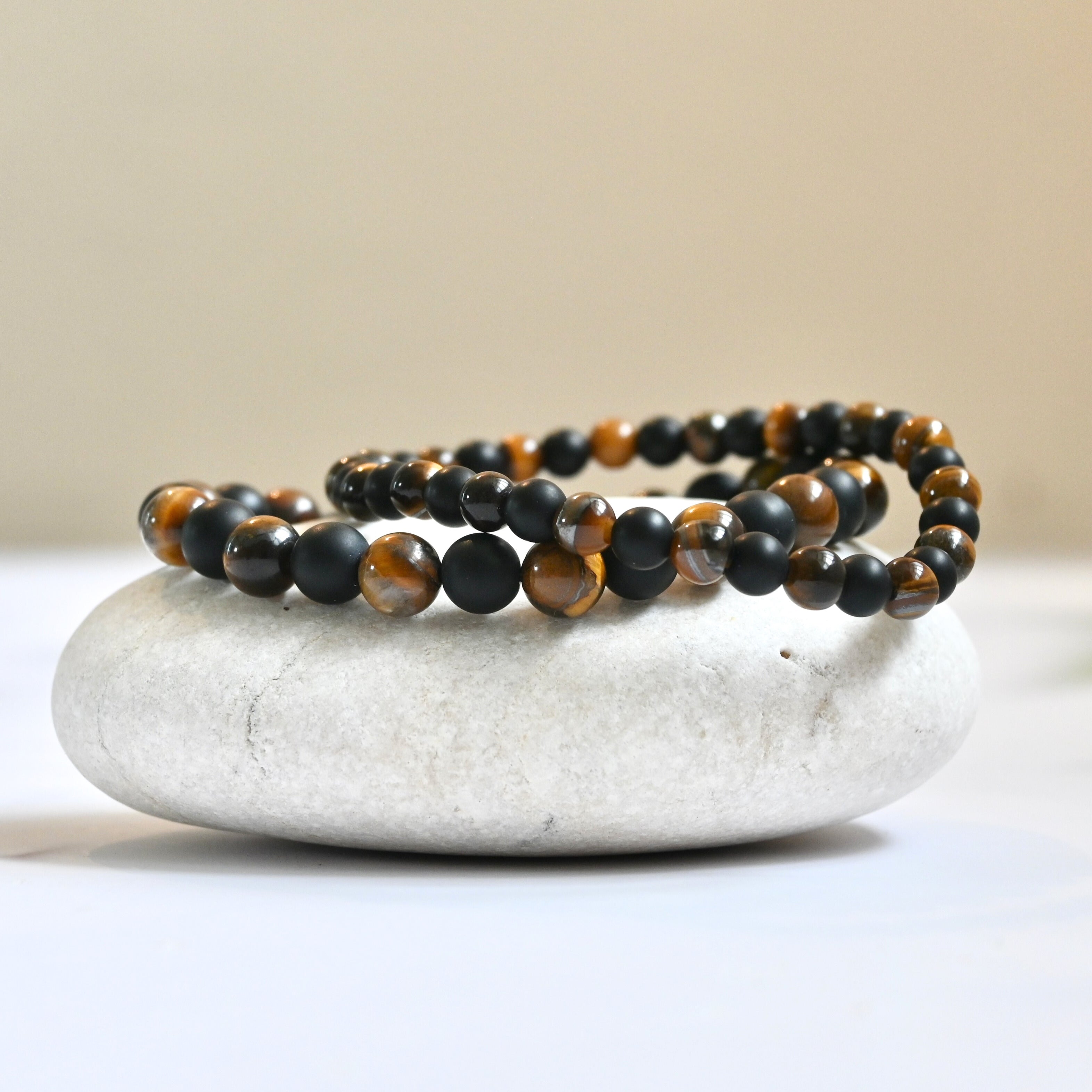 WILD TIGER - Tigerauge & Onyx Armband