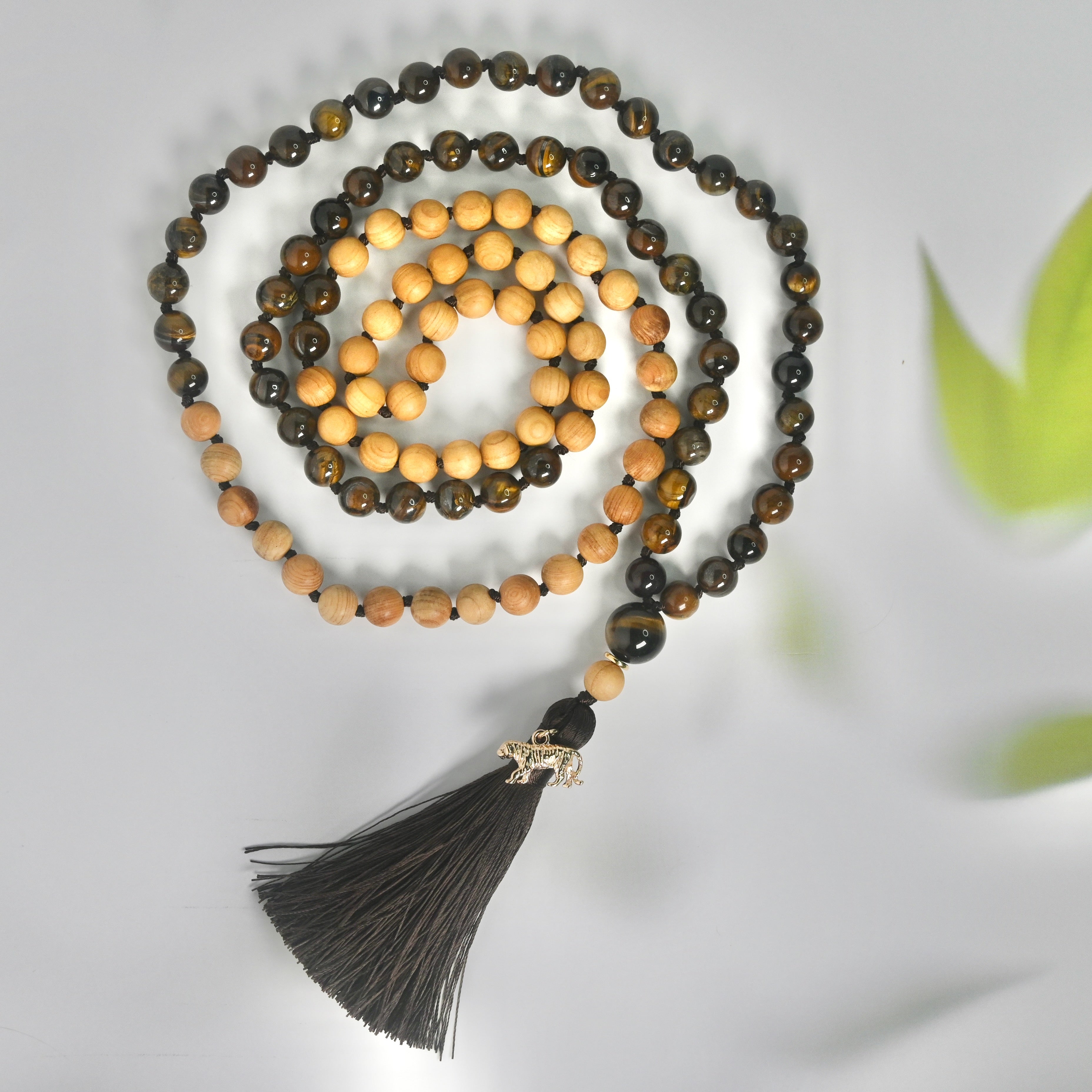 TIGER EYE - Tigerauge & Thuja Mala Kette