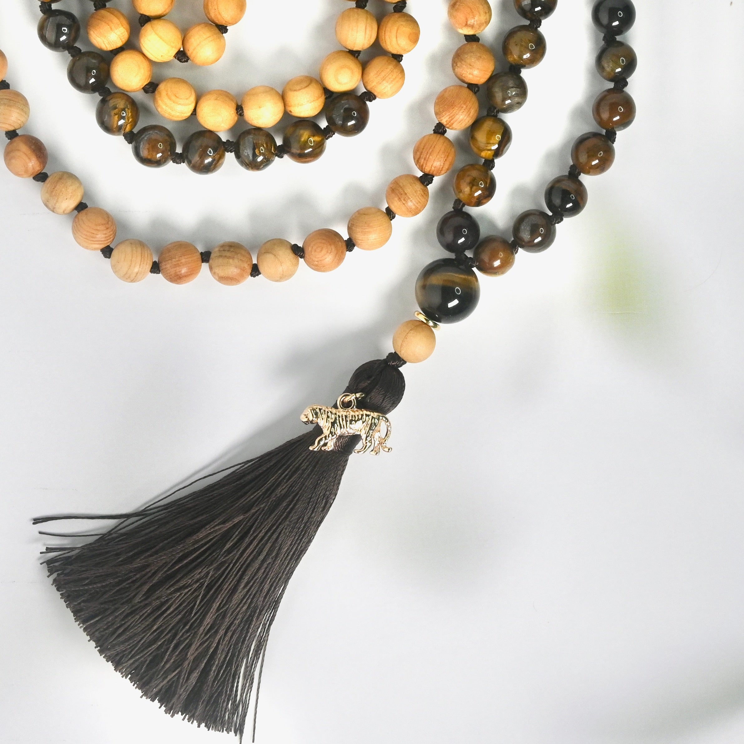 TIGER EYE - Tigerauge & Thuja Mala Kette