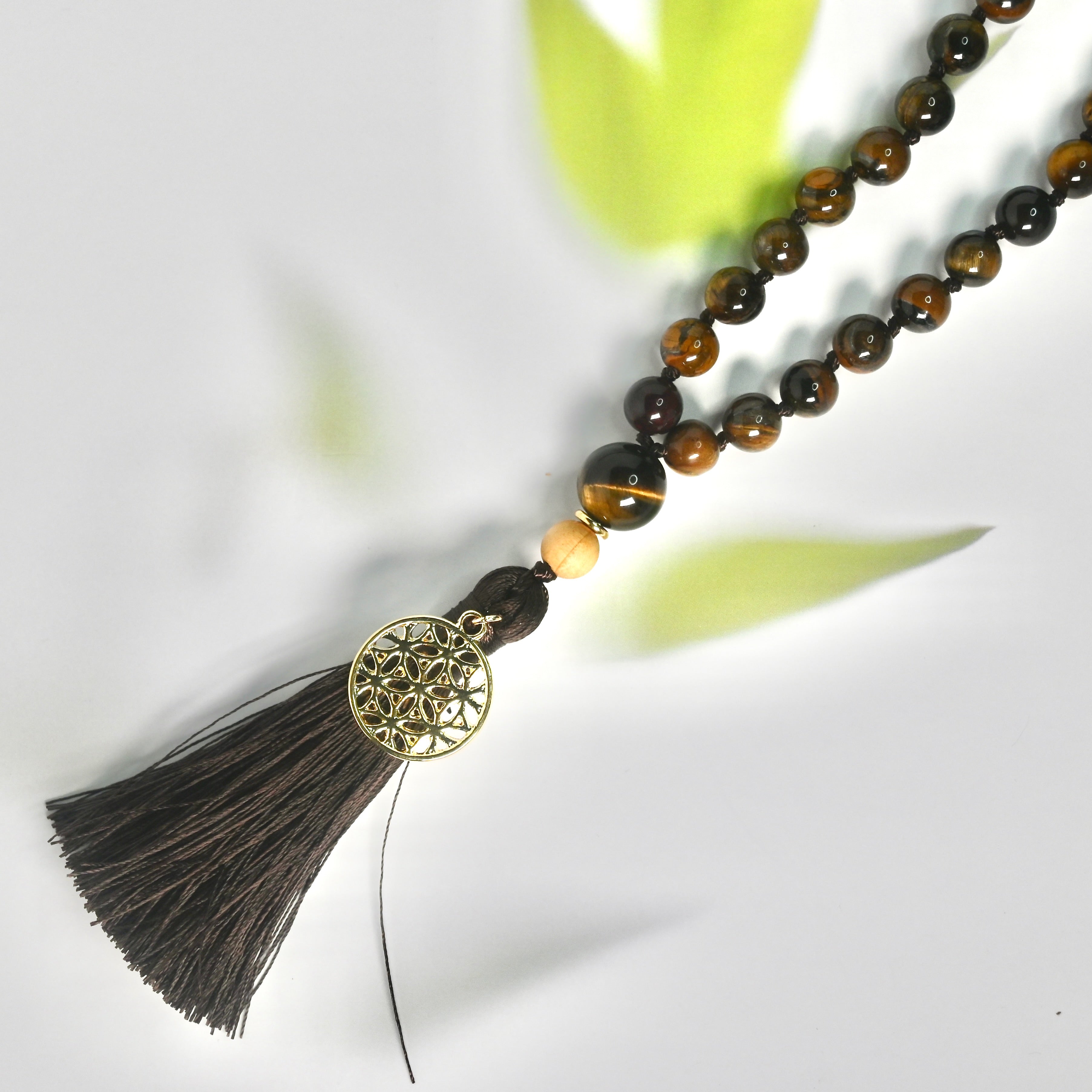 TIGER EYE - Tigerauge & Thuja Mala Kette