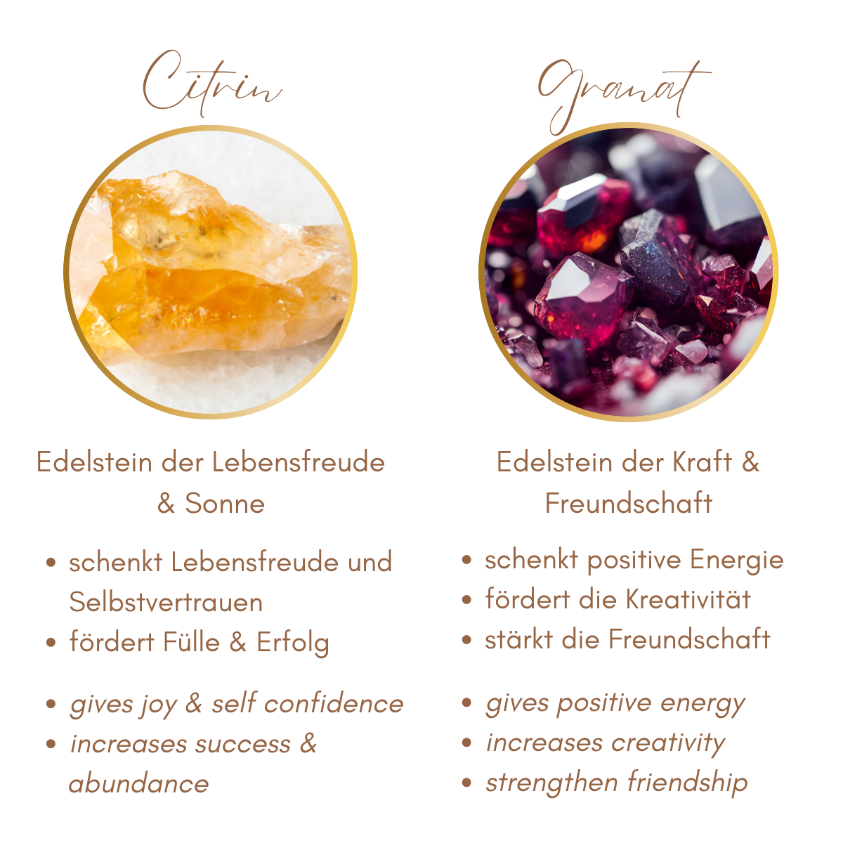INNER SUN - Citrin, Granat & Achat Mala Kette