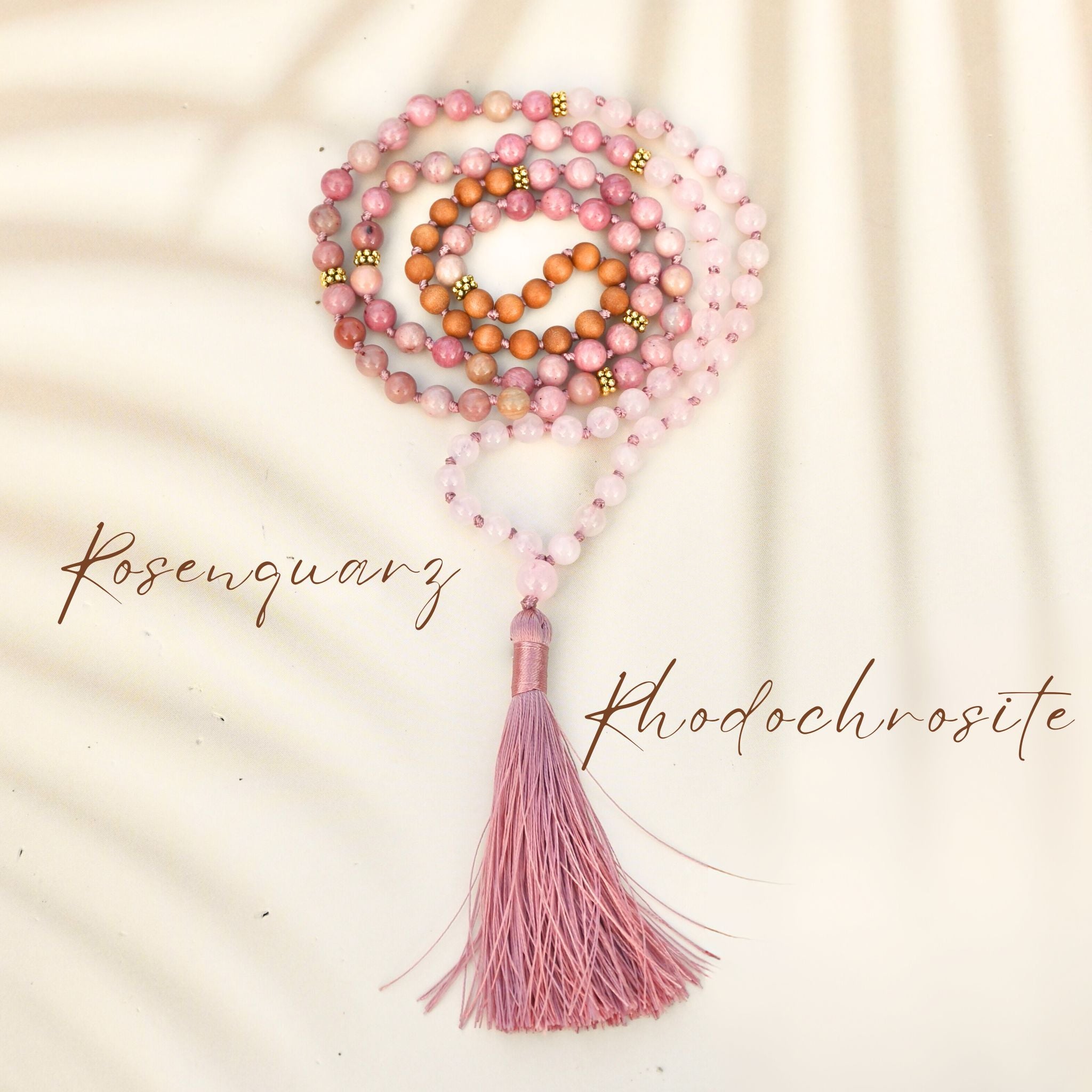 GODDESS  - Rhodochrosit & Rosenquarz Mala Kette