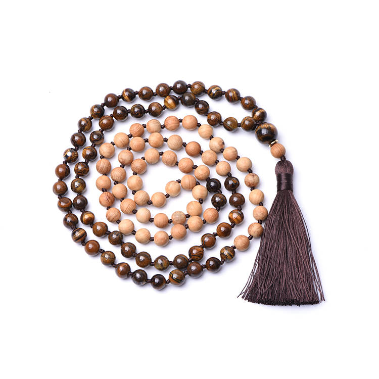 TIGER EYE - Tigerauge & Thuja Mala Kette