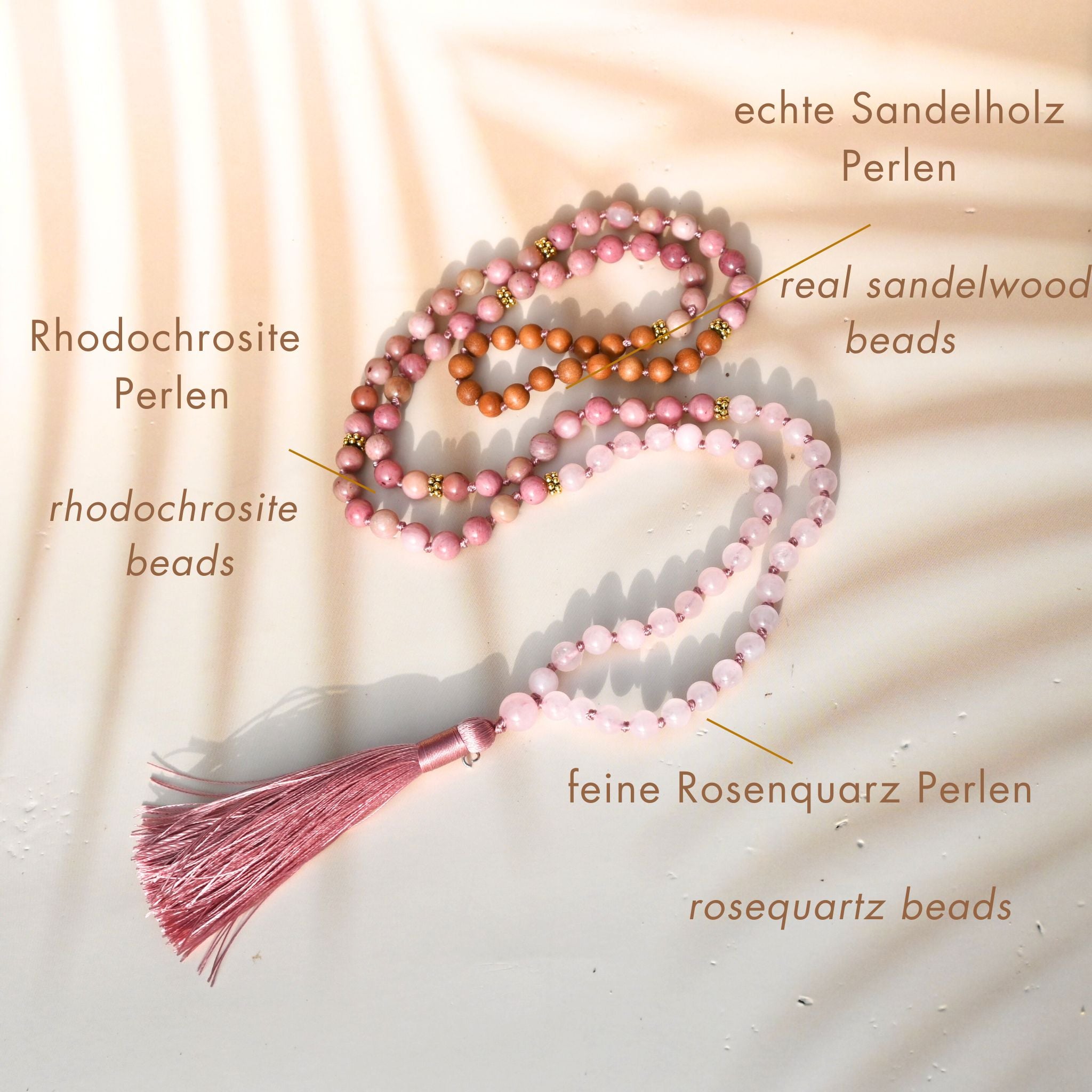 GODDESS  - Rhodochrosit & Rosenquarz Mala Kette