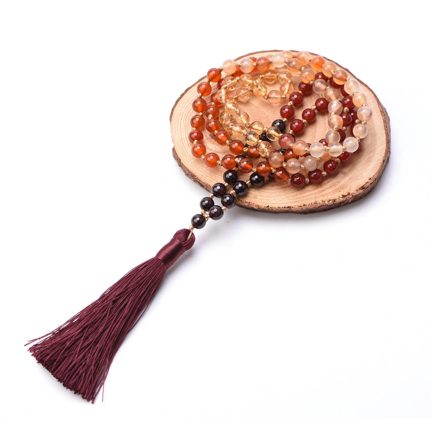 INNER SUN - Citrin, Granat & Achat Mala Kette