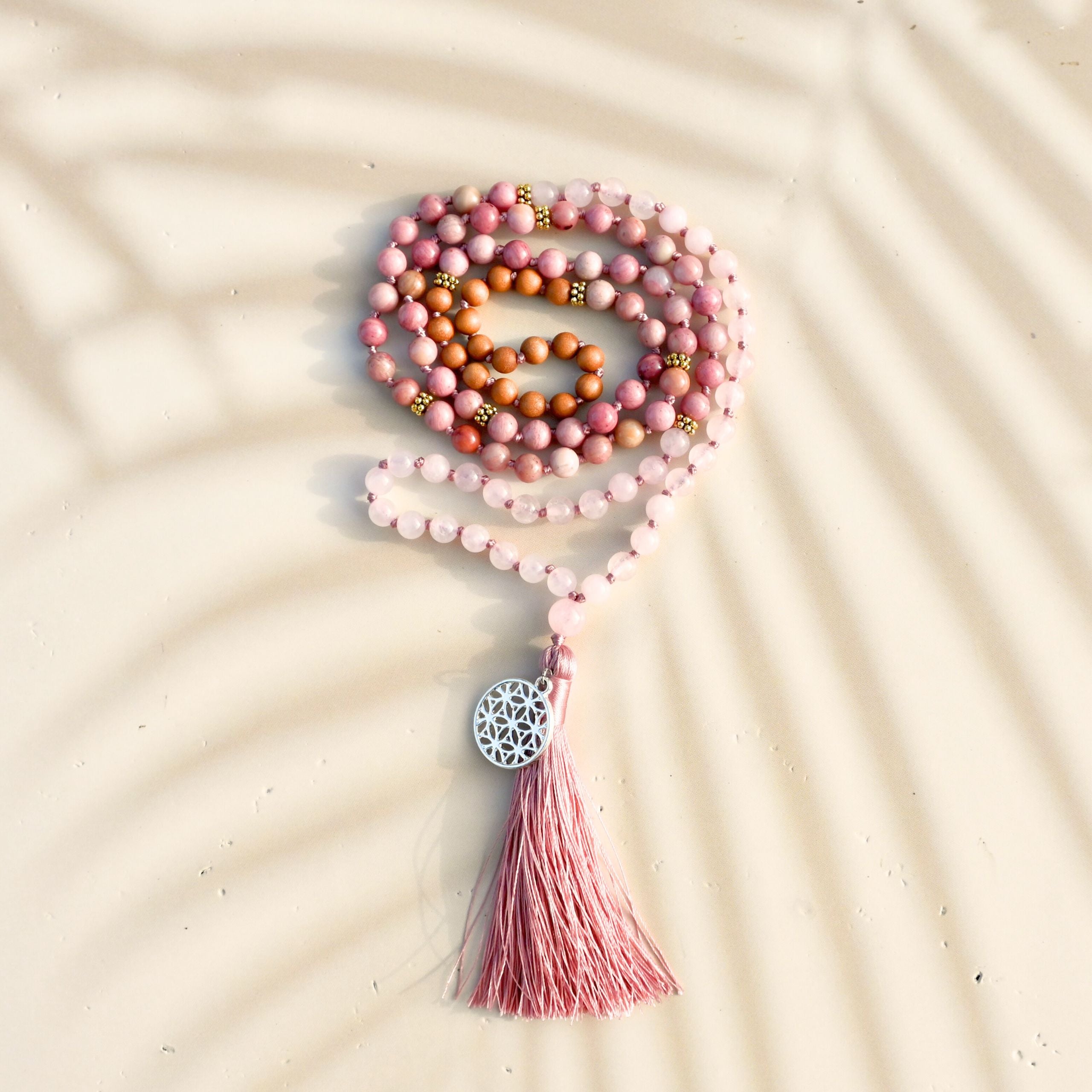 GODDESS  - Rhodochrosit & Rosenquarz Mala Kette