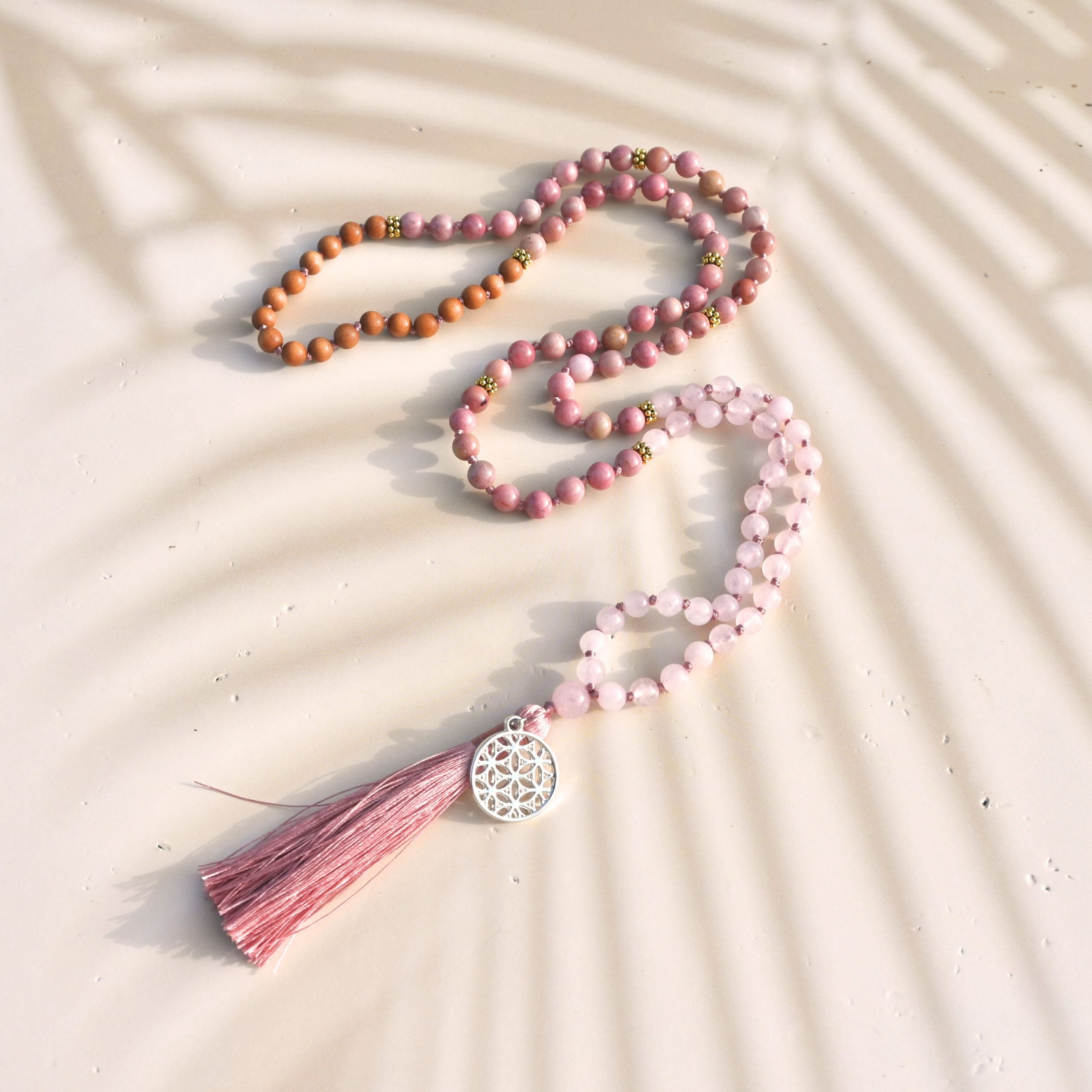 GODDESS  - Rhodochrosit & Rosenquarz Mala Kette