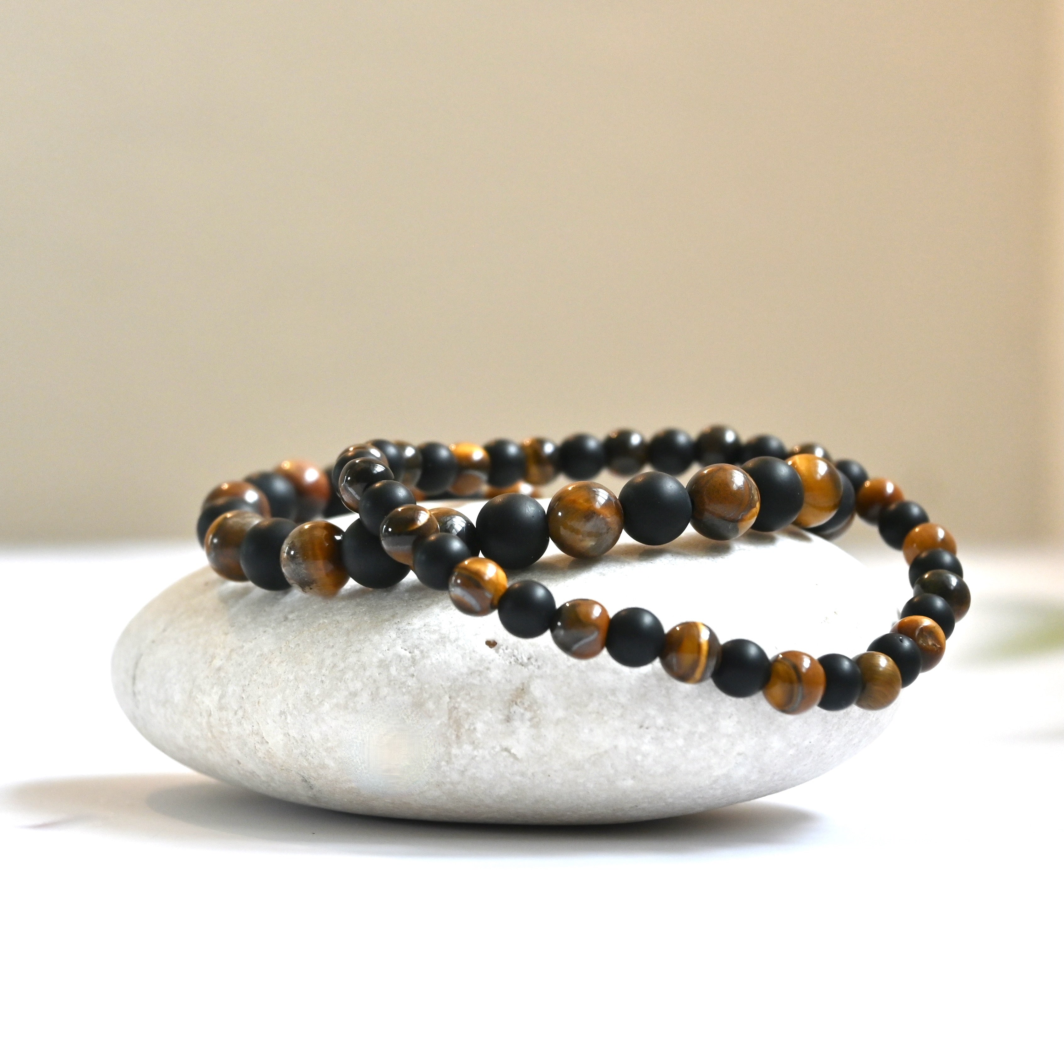 WILD TIGER - Tigerauge & Onyx Armband